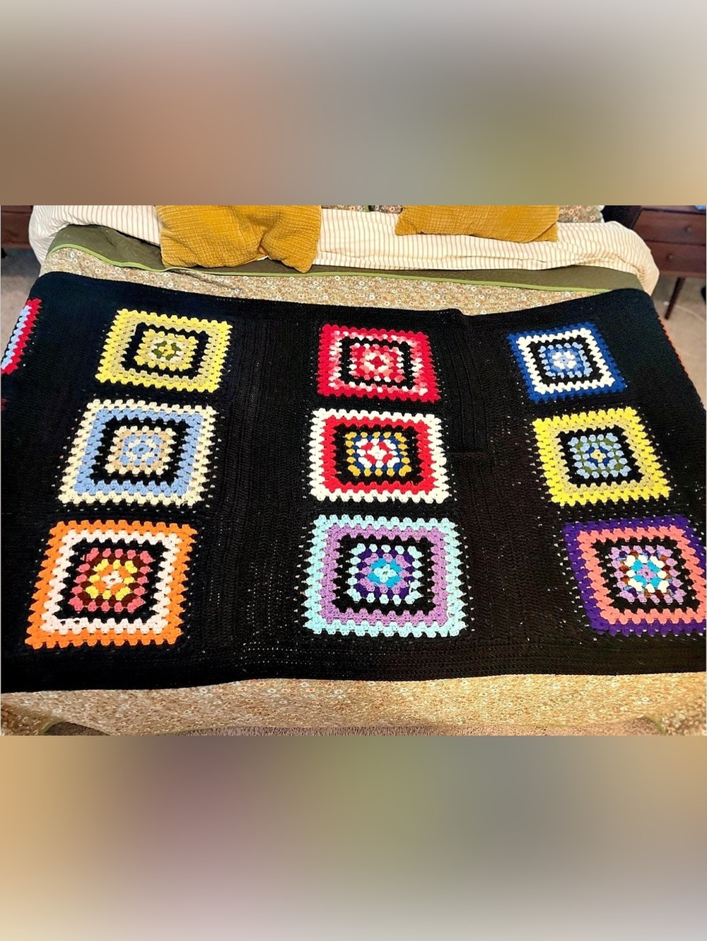 Handmade Crochet Granny Square Blanket